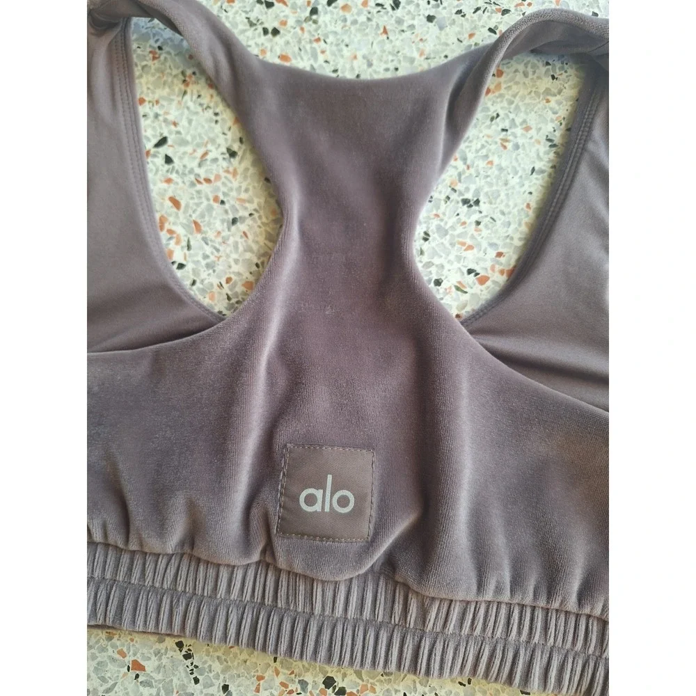 31 Alo Yoga Velour Glimmer Scoop Neck Bra